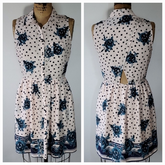 Maison Jules Size M Dress Blush Pink Floral Chiffon Button Keyhole Embroidered - Picture 1 of 10